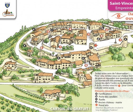 Carton-jeu du village de St-Vincent-de-Barrès © Médiéval AFDP